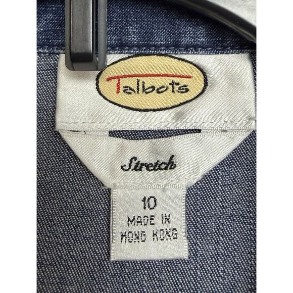 Talbots Women's Stretch Denim Jacket Full Zip Blue Sz 10 Fitted Pockets - Picture 10 of 16